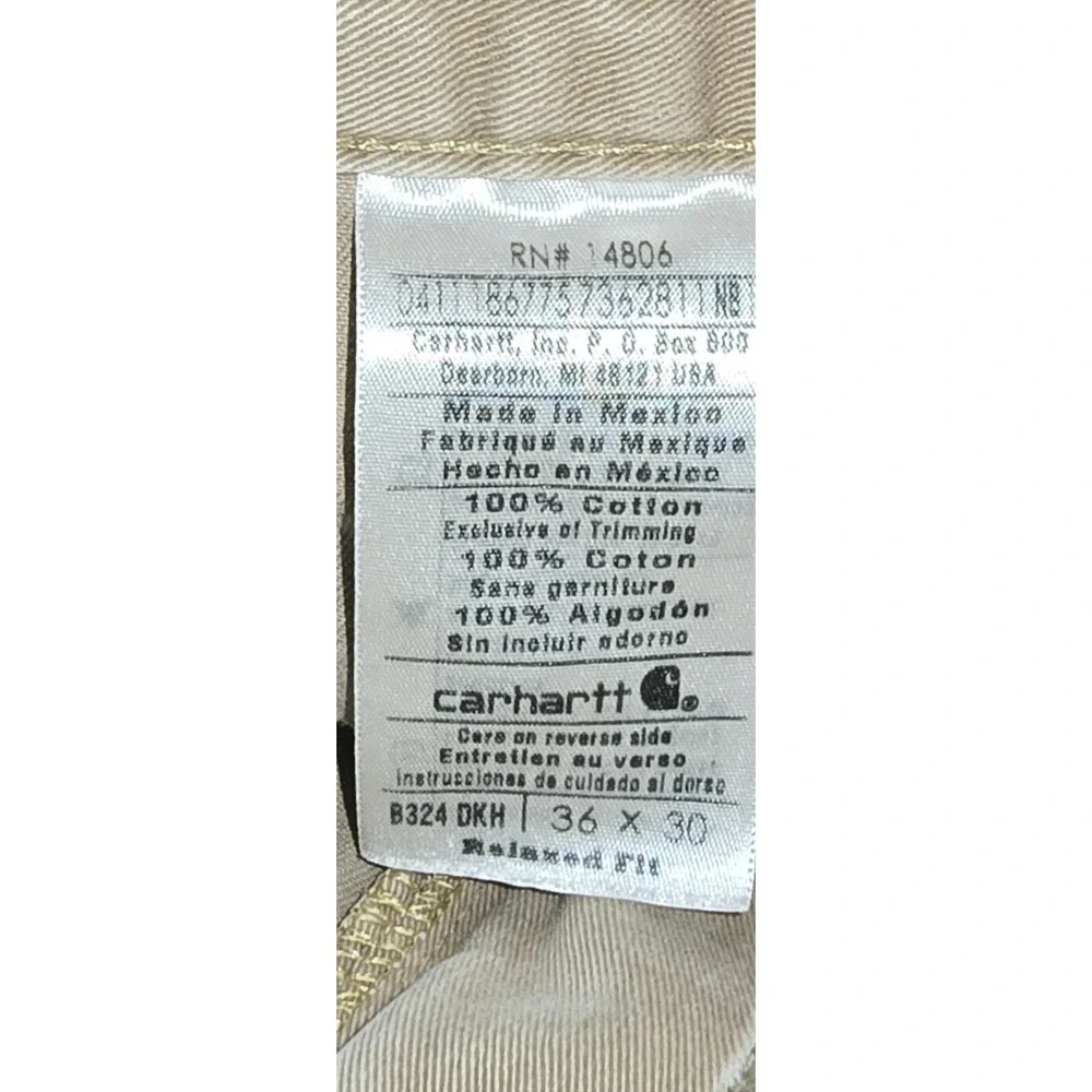 Carhartt Khaki B324 CARPENTER WORK JEANS Utility Canvas Size 36x30